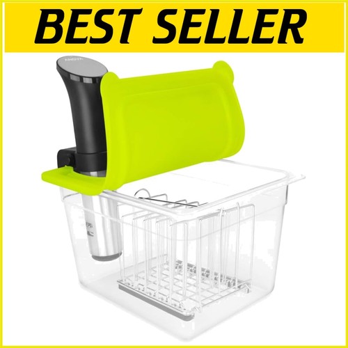 Durable 12 Qt Sous Vide Cooking Container with Collapsible Silicone Lid & Rack