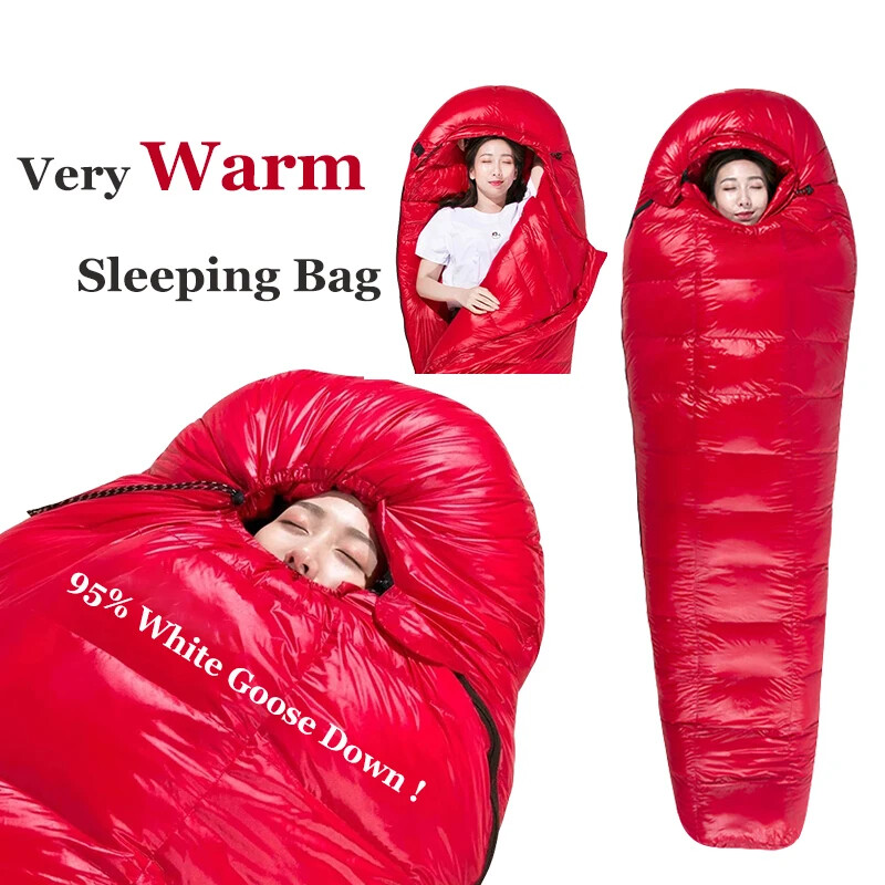 Saco de dormir 95 % blanco plumón de ganso camping saco de dormir plumón de ganso relleno momia