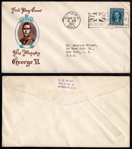 1937 Canada FDC – Coronation of King George VI – Ottawa to USA