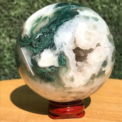 380G Natural Aquatic agate Geode Quartz Ball Crystal Sphere Specimen Healing - Picture 16 of 22
