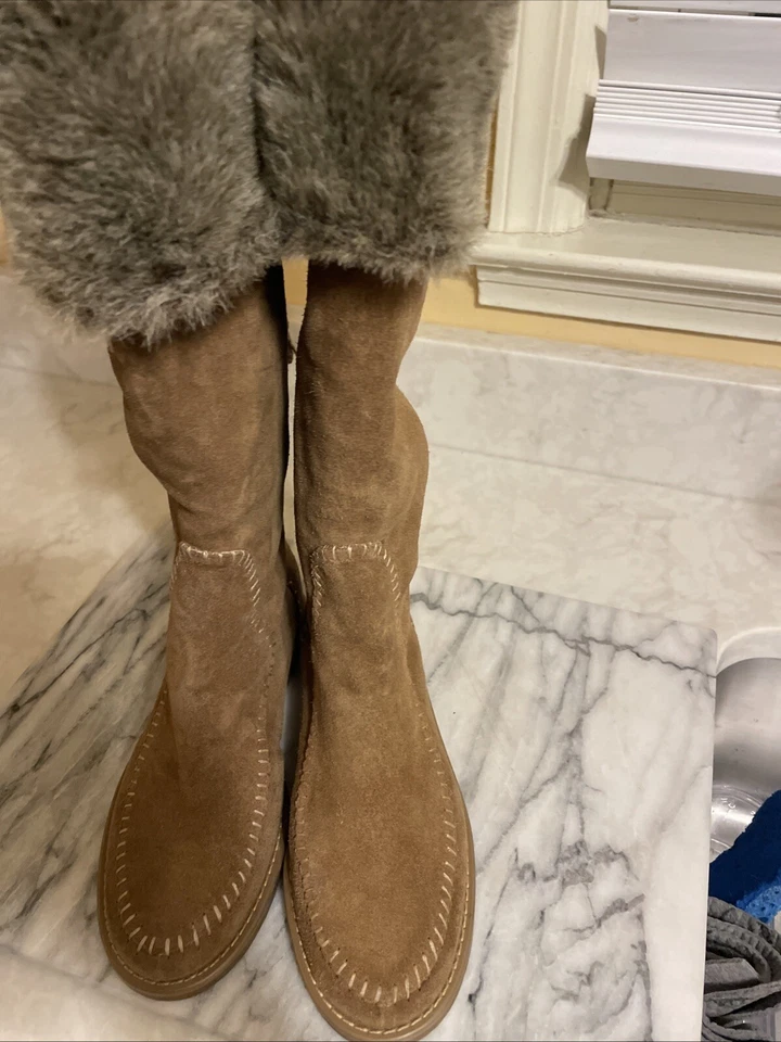 Jack Rogers Women's Faux Fur 100% Leather 19" Brown Boots Winter Shoes Faux Fur - Image 2 of 4