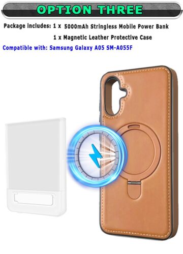 Choice from magnetic Leather case cordless charger f Samsung Galaxy A05 SM-A055F - Picture 15 of 15