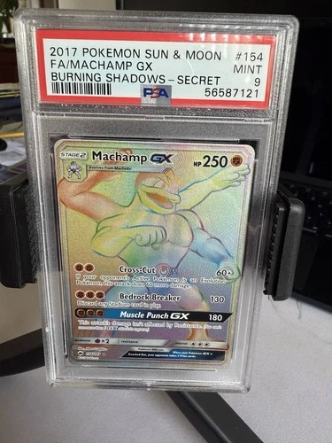 Pokemon Sun & Moon Burning Shadows Machamp GX 154/147 Rainbow Rare Holo PSA 9