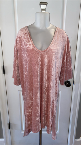 Free People We The Free Gr. M Rosa Crushed Samt Tunika Shirt Kleid Boho - Bild 2 von 11