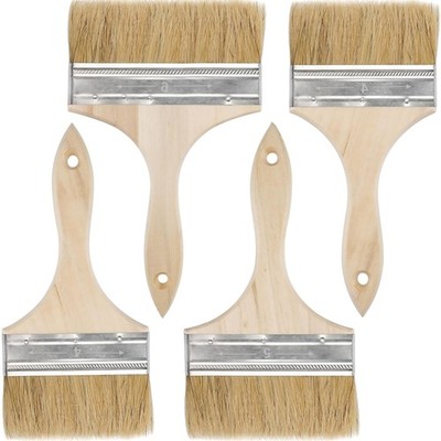 Paint Pinsel Set 4er Flat 100 125 150mm Holzgriff Lackfarben Glaze