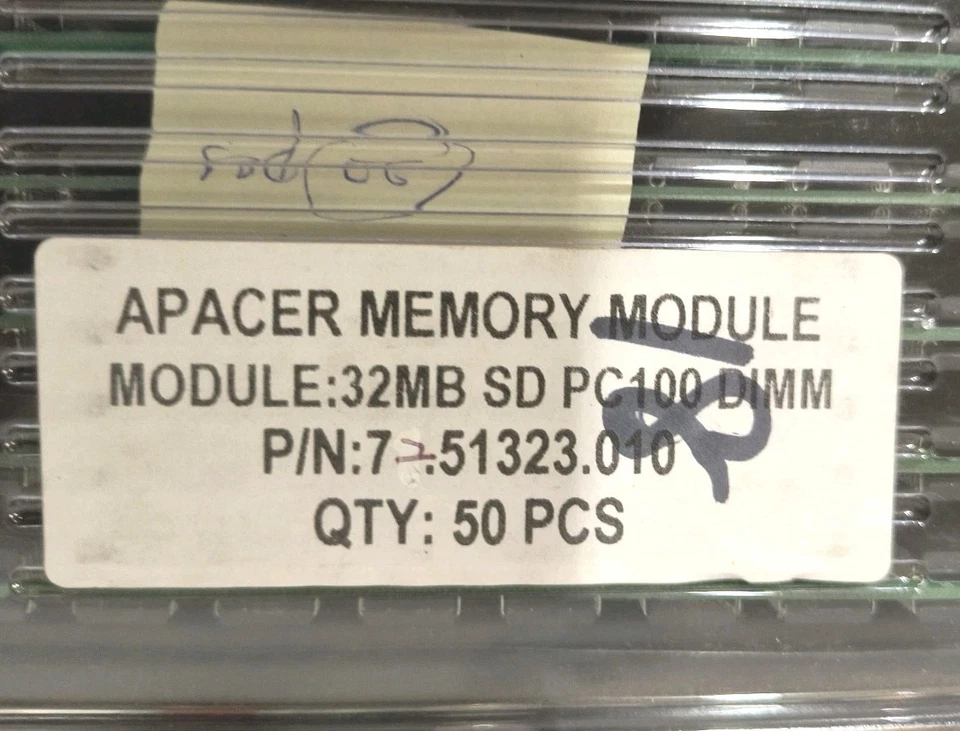 LOT OF 2 APACER 32MB SD PC100 168 PIN DIMM MEMORY US-OFF2 - Image 3 of 3