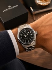Hamilton Khaki Field Automatic Men's Watch 38mm Steel Black Dial H-10 H70455133