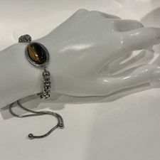 316L Stainless Steel Tigers Eye Byzantine Bolo Bracelet Adjustable Snake Chain