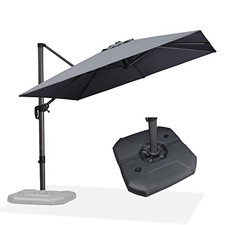 Feet Patio Umbrella with Base Outdoor Cantilever Square Umbrella Aluminum Offset