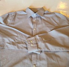 Stafford Mens 15.5 Neck 34-35 Reg. Fit Travel Dress Shirt Light Blue Button Down