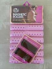14 NEW Vintage GOODY Pink Magnetic 1-1/8  Rollers Curlers w/ Fasteners
