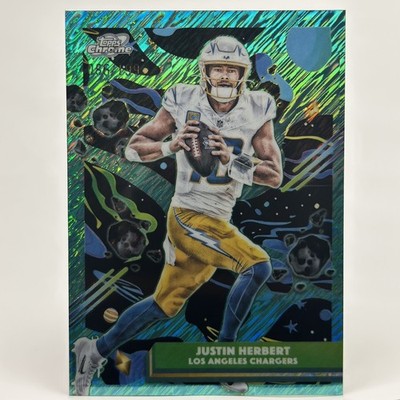 2025 Topps Chrome Cosmic Justin Herbert Aqua Equinox Refractor #/199 Chargers