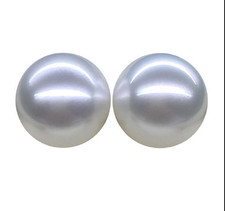 Charming Pair of 12mm South Sea Genuine White Round Loose Pearl Undrilled 998