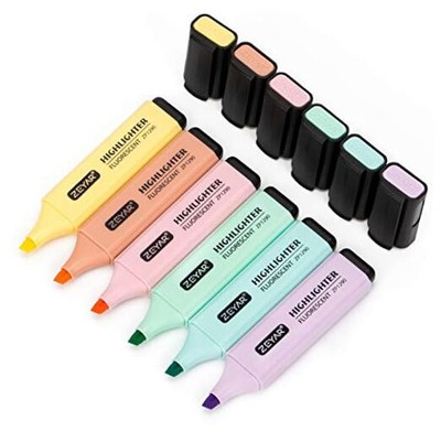  Highlighter, Pastel Colors Chisel Tip Marker Pen, Assorted Colors, Water 