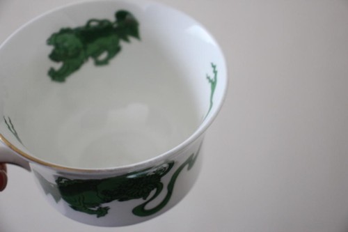 Wedgwood Chinoiserie Green Chinese Tiger Cup Saucer Pair From Japan - Picture 18 of 20