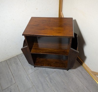 Vintage 1930s Art Deco Walnut End Side Table Magazine Rack Diamond