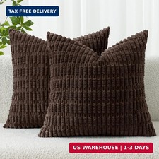 Corduroy Decorative Throw Pillow Covers 18X18 Dark Brown Pack of 2