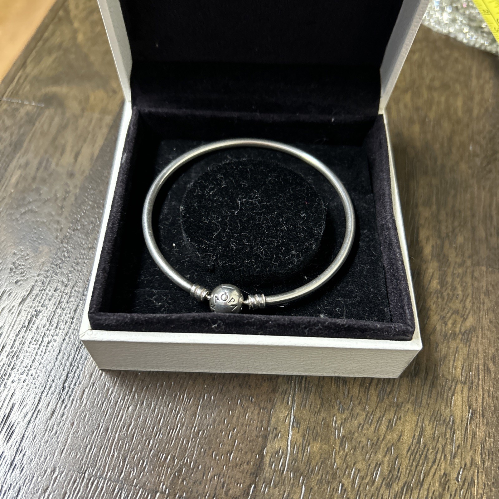 Authentic Pandora 925 Silver Bangle Bracelet With… - image 1
