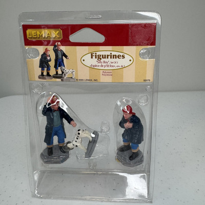 Lemax Villiage Figurines 2005 ''Silly Boy'' Set of 2 Firefighters and 1 Dalmation