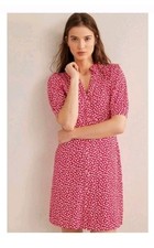 NWT Boden Mini Tea Dress Red Floral Feminine Print Button Front Casual Work 8R