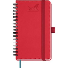 Kalender 2026 A6 Wochenplaner Terminkalender Kunstleder rot