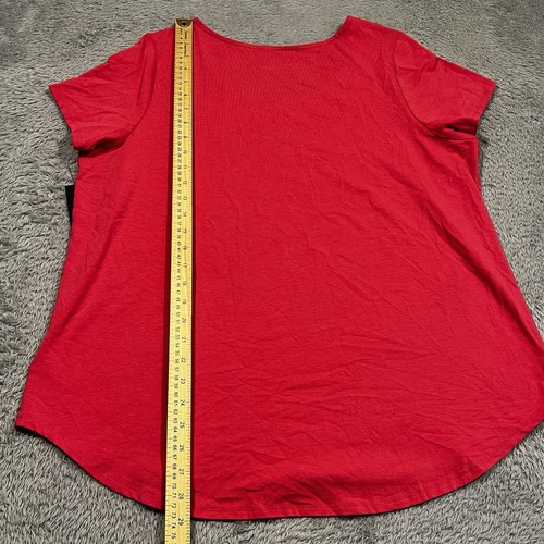 Jones & Co Short Sleeve Shirt Top Women's 1X Red Cap Sleeve Stretch - Picture 7 of 8