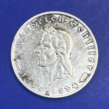 2 Reichsmark Drittes Reich,  1934 "F", Friedrich Schiller, Silberm&uuml;nze