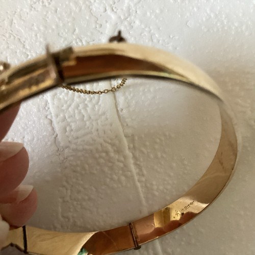 Vintage Retro 9ct Gold Plate/ BANGLE Bracelet IRISH Made CLADDAGH - Signed - Imagen 3 de 11