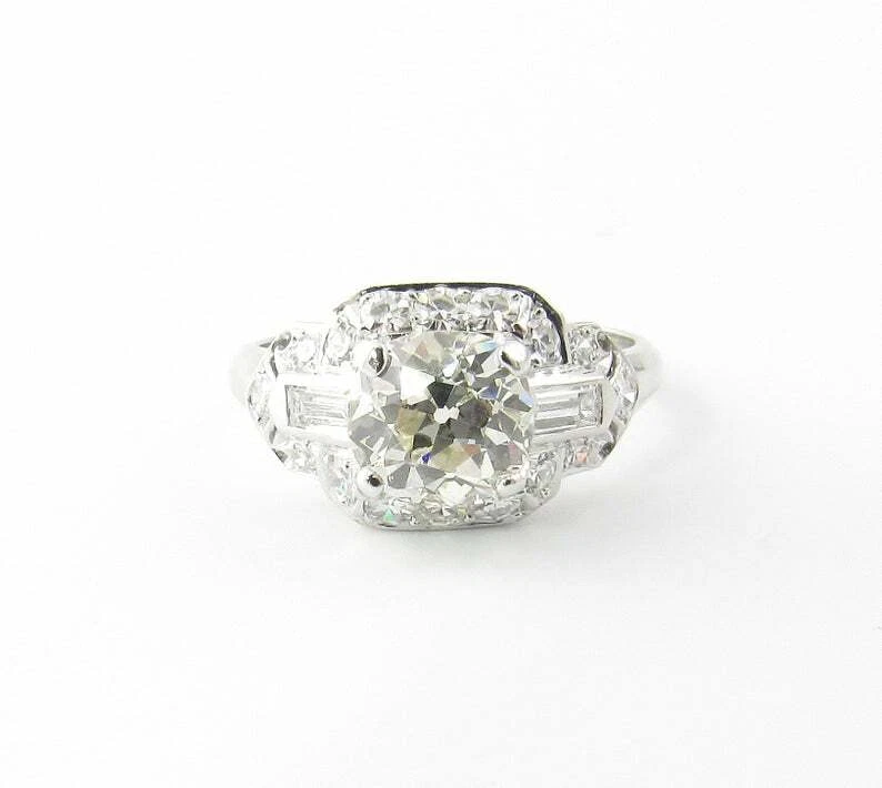 Classic Vintage 2.18CT Old Mine Cut Cubic Zirconia Engagement Ring