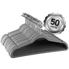 Elama Home 50 Piece Flocked Velvet Clothes Hangers with Stainless Steel Swivel