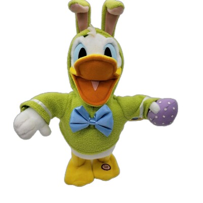 Donald Duck Plush Easter Bunny Outfit. Walks Flaps Wings Hallmark Disney READ!