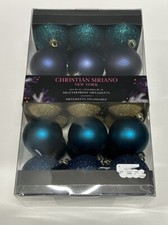 Set of 30 Christian Siriano Blue Hue Shatterproof Holiday Christmas Ornaments