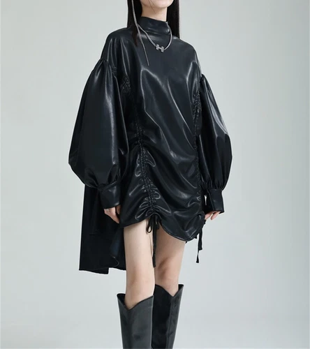 Women Long Sleeve Dress Japanese Loose Casual Standing collar cloak coat - Foto 11 di 15