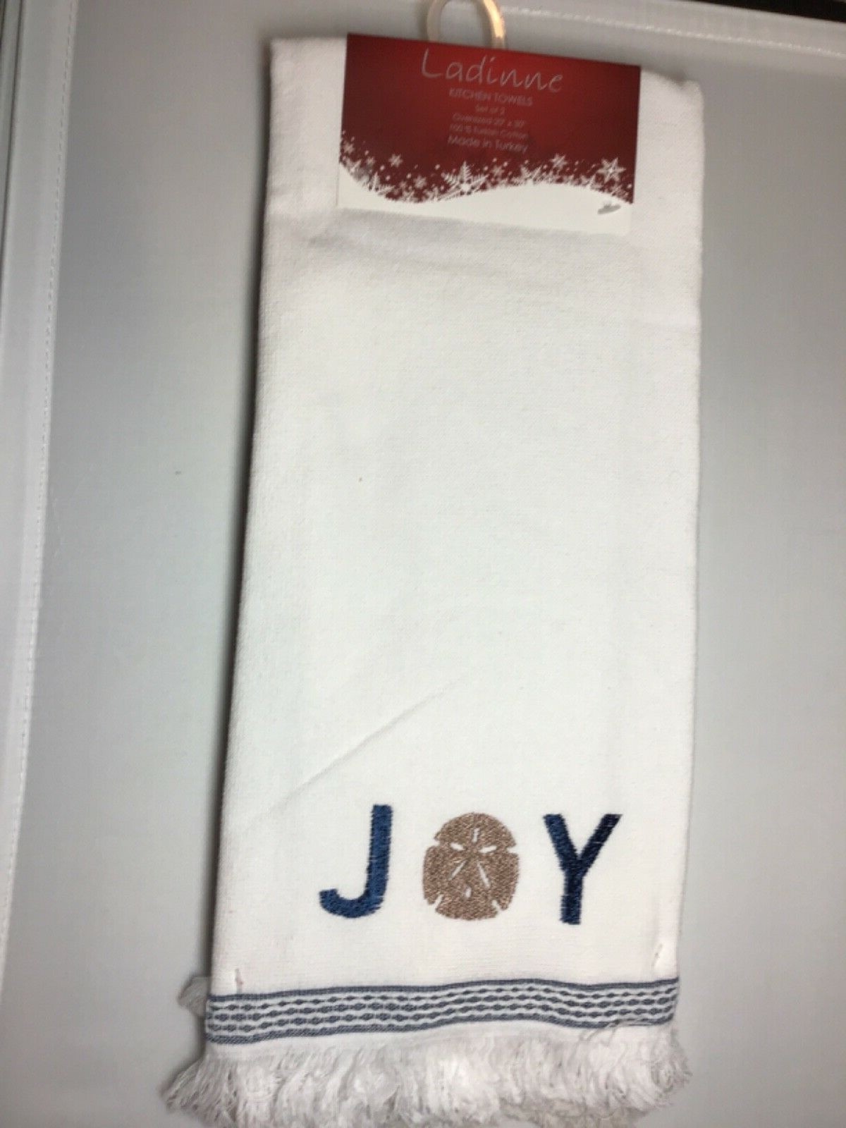 LADINNE 2 PACK KITCHEN TEA TOWELS WHITE JOY SAND DOLLAR 20 X 30 NIP eBay