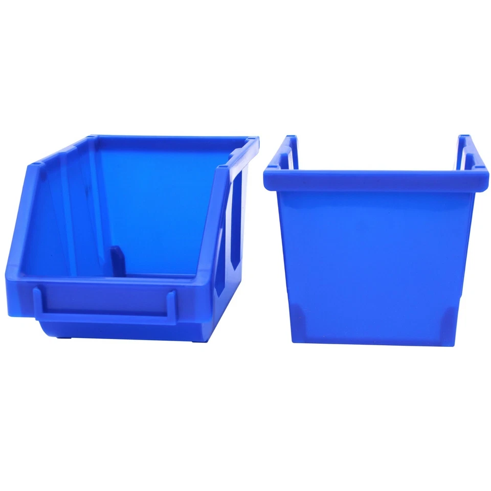 6-Pack Stackable Storage Bins Tool Part Container Blue 5" w x 8" d x 4" h - Image 4 of 4
