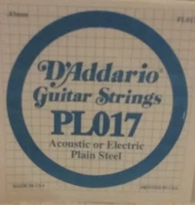 D'Addario Guitar String Acoustic or Electric Plain Steel PL017