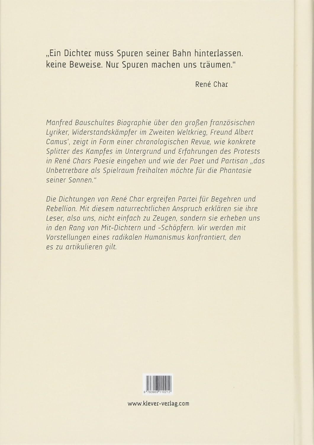 Thumbnail - Manfred Bauschu René Char – Poet Und Partisan: Eine Biograp (gebundene