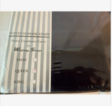 Cotton Duvet Cover Woven Damask Stripe Queen Size Luxury Whitney Street - Navy