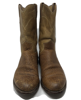 Men's JUSTIN Western Ropers Bullhide Boots Brown Size 8.5 D | eBay
