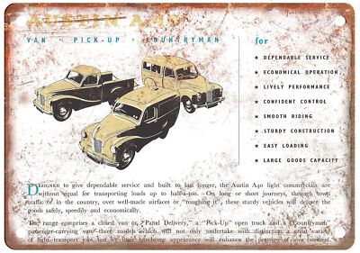 Vintage 1947-52 Austin A40 Auto Ad Reproduction Retro Look Metal Sign A1198