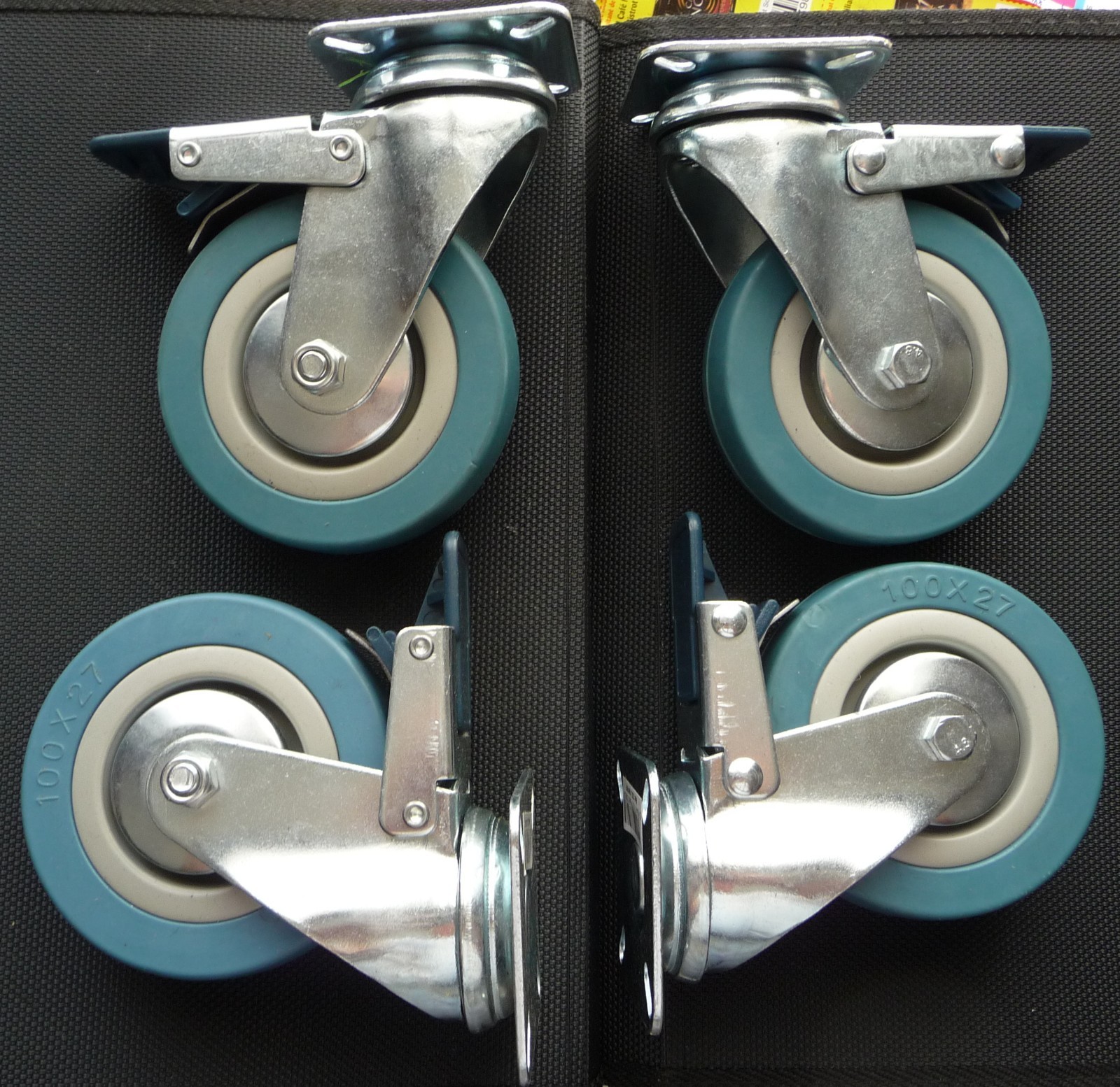 Roulettes pivotantes Ø100mm Caujolle pour stopper les meubles lourds qui glissent