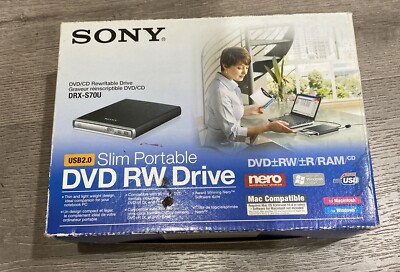 Sony DVD Rewritable Slim Portable Drive Model DRX-S70U W/ Adapters