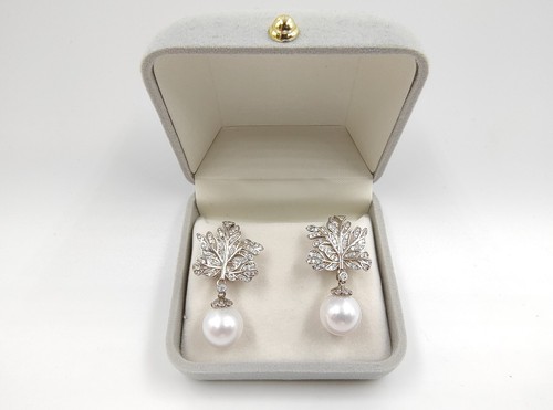 Genuine Huge 12.5mm White Pearl Earrings Moissanite Hallmark 925 Sterling Silver - Picture 2 of 21