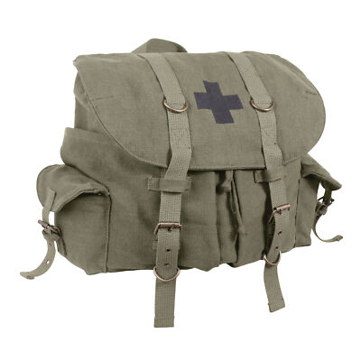 Olive Drab Compact Weekender Backpack With Cross Vintage Style Schoolbag Napsack