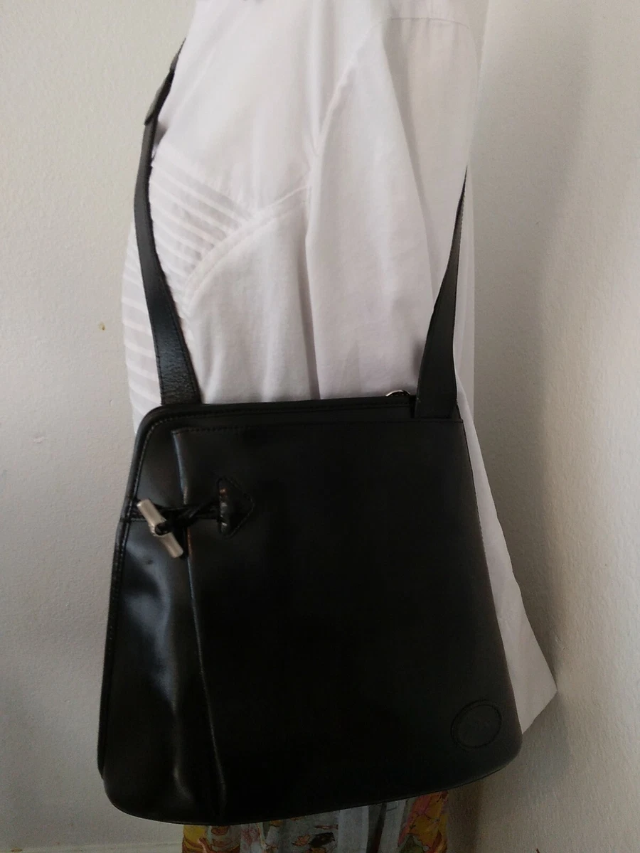 Longchamp Roseau Black Patent Leather Crossbody Sling Handbag