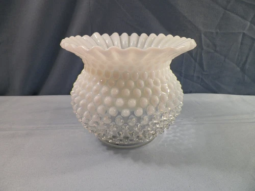 Fenton French Opalescent Hobnail Glass Rose Bowl Vase w/ Flared Top 4 3/4" Tall