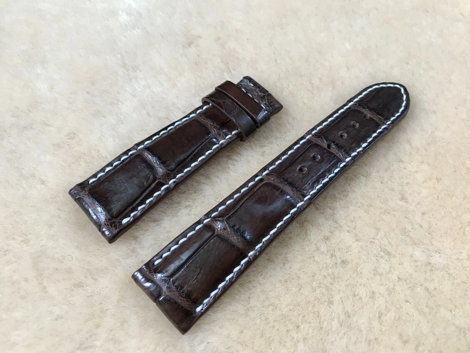 22mm/18mm Brown Alligator Crocodile Embossed Leather Watch Strap Band