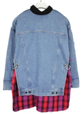 DIESEL Jacket Men's SMALL Oversized Denim Plaid Shirt Button Collared Pocket