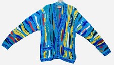 COOGI Vintage 3D Knit Wool Cardigan Multicolor Made in Australia Size Small