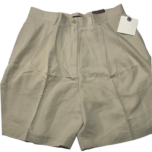 NUOVO! Pantaloncini da golf Ashworth Buttery morbidi stile vintage pieghettati taglia 14 crema cachi - Foto 5 di 8